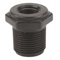 3/4" MNPT x 3/8" FNPT Banjo® Black Fiberglass-Reinforced Polypropylene Reducer Bushing