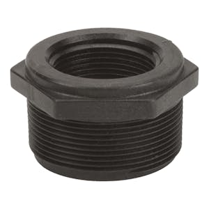 2" MNPT x 1-1/4" FNPT Banjo® Black Fiberglass-Reinforced Polypropylene Reducer Bushing