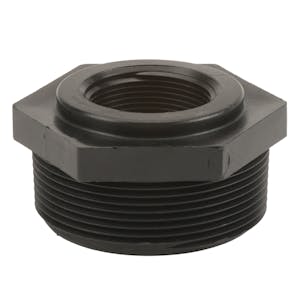 3" MNPT x 1-1/2" FNPT Banjo® Black Fiberglass-Reinforced Polypropylene Reducer Bushing