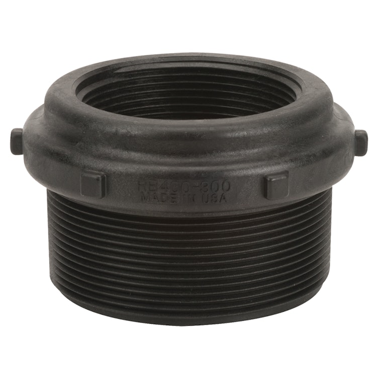 4" MNPT x 3" FNPT Banjo® Black Fiberglass-Reinforced Polypropylene Reducer Bushing