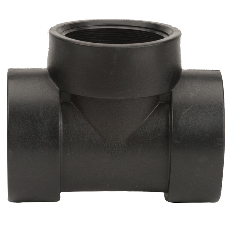3" FNPT x 3" FNPT x 3" FNPT Banjo® Black Fiberglass-Reinforced Polypropylene Pipe Tee