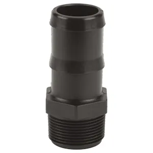 1-1/4" MNPT x 1-1/2" Hose Barb Banjo® Black Fiberglass-Reinforced Polypropylene Adapter