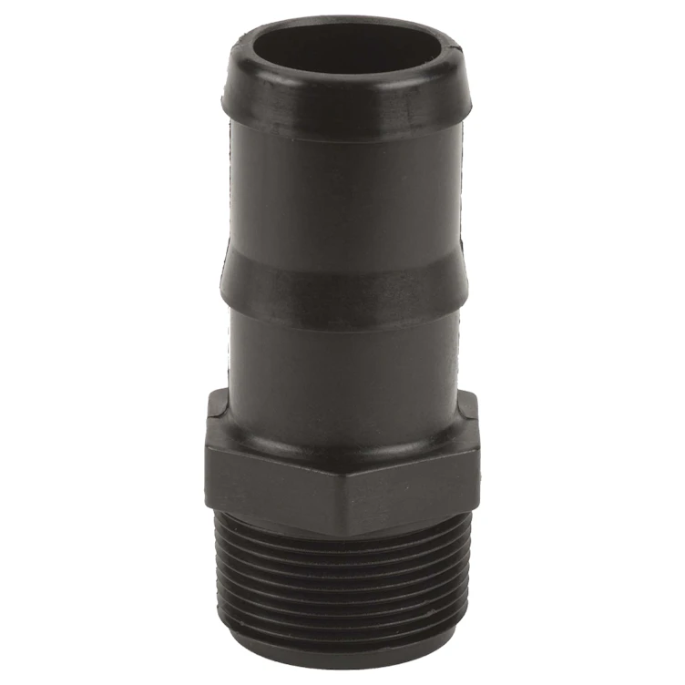 1-1/4" MNPT x 1-1/2" Hose Barb Banjo® Black Fiberglass-Reinforced Polypropylene Adapter
