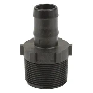 1-1/2" MNPT x 1" Hose Barb Banjo® Black Fiberglass-Reinforced Polypropylene Adapter