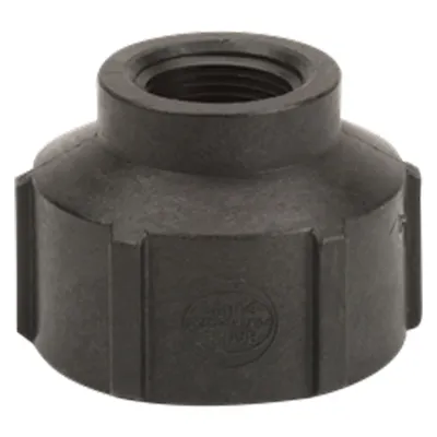 2" FNPT x 1" FNPT Banjo® Black Fiberglass-Reinforced Polypropylene Pipe Reducing Coupling