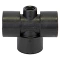 3/4" FNPT x 3/4" FNPT x 3/4" FNPT Banjo® Black Fiberglass-Reinforced Polypropylene Pipe Gauge Port Tee with 1/4" FNPT Gauge Port