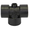 1" FNPT x 1" FNPT x 1" FNPT Banjo® Black Fiberglass-Reinforced Polypropylene Pipe Gauge Port Tee with 1/4" FNPT Gauge Port