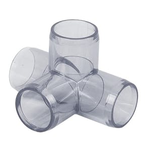 DuraClear NSF Furniture-Grade Clear PVC Socket 4-Way Tees