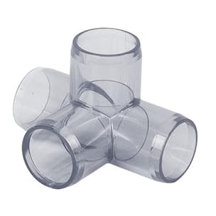 DuraClear NSF Furniture-Grade Clear PVC Socket 4-Way Tees