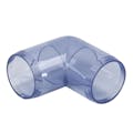 1/2" DuraClear UV Schedule 40 Clear PVC Furniture Grade Socket 90° Elbow