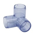1/2" DuraClear UV Schedule 40 Clear PVC Furniture Grade Socket 3-Way Elbow