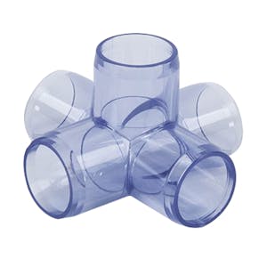 DuraClear UV Furniture-Grade Clear PVC Socket 5-Way Crosses