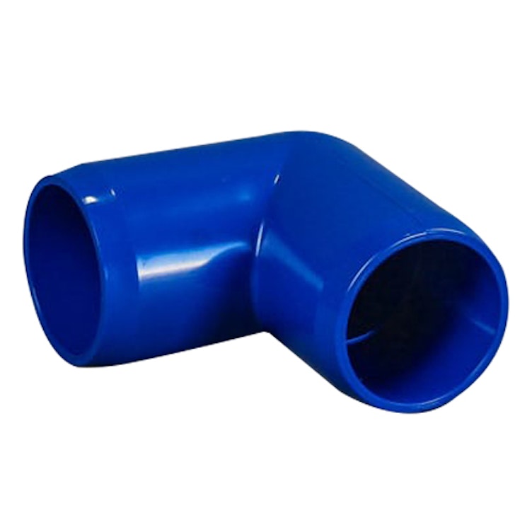 1-1/4" Schedule 40 Blue PVC Furniture-Grade Socket 90° Elbow