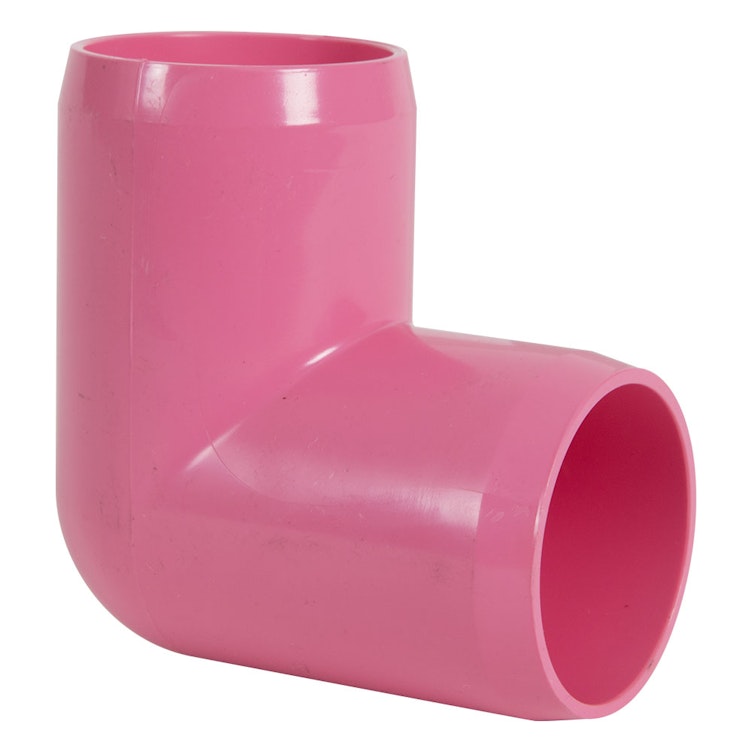 1-1/4" Schedule 40 Pink PVC Furniture-Grade Socket 90° Elbow