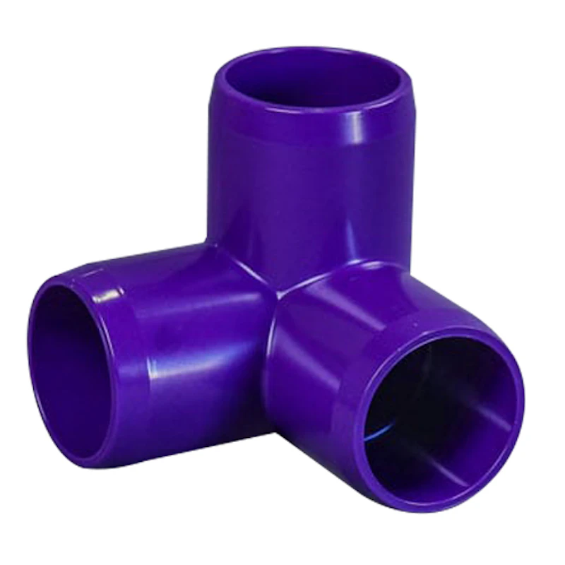 Colored Schedule 40 Furniture-Grade PVC Socket 3-Way Elbows