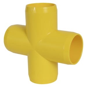 1-1/4" Schedule 40 Yellow PVC Furniture-Grade Socket Cross