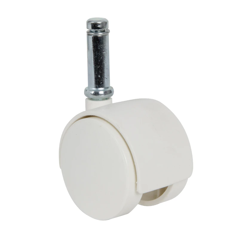 White PVC Caster with 2-1/4" OD x 1-1/2" W Wheel & 1" Long 7/16" Friction Stem