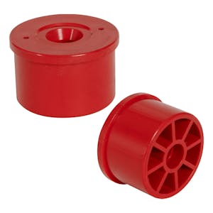 Red PVC Fitting Adapter Cap for 7/16" Stud Caster & 1-1/4" Furniture Grade PVC Socket Fitting