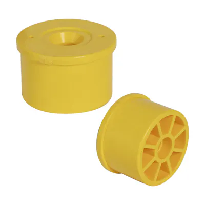 Yellow PVC Fitting Adapter Cap for 7/16" Stud Caster & 1-1/4" Furniture-Grade PVC Socket Fitting