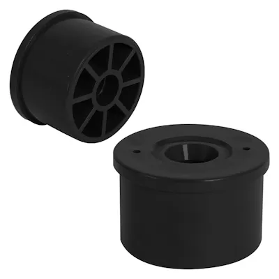 Black PVC Fitting Adapter Cap for 7/16" Stud Caster & 1-1/4" Furniture-Grade PVC Socket Fitting