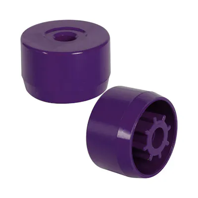 Purple PVC Pipe Adapter Cap for 7/16" Stud Caster & 1-1/4" Furniture-Grade PVC Pipe