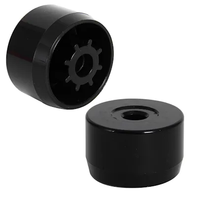 Black PVC Pipe Adapter Cap for 7/16" Stud Caster & 1-1/4" Furniture-Grade PVC Pipe