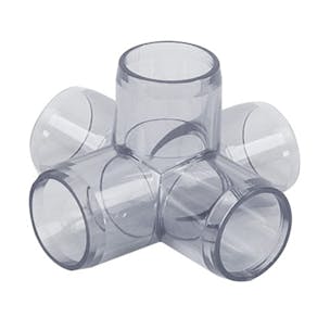 DuraClear NSF Furniture-Grade Clear PVC Socket 5-Way Crosses