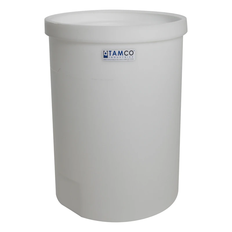 25 Gallon Natural LLDPE Cylindrical Tamco® Standard Wall Graduated Tank with External Flange - 19" Dia. x 26" Hgt. (Cover Sold Separately)