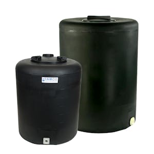 10 Gallon Tamco® Vertical Black PE Tank with 8" Gasketed Lid & 3/4" Fitting - 13" Dia. x 22" Hgt.