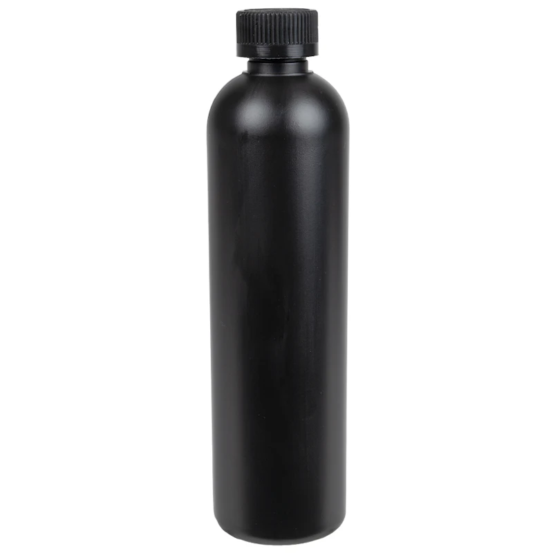 12 oz. Black HDPE Cosmo Bottle with 24/410 Black Ribbed Child-Resistant Cap (CRC) with F217 Liner