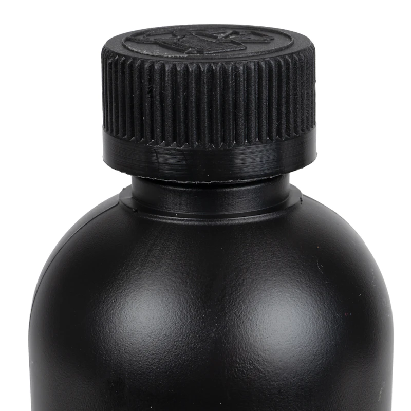 12 oz. Black HDPE Cosmo Bottle with 24/410 Black Ribbed Child-Resistant Cap (CRC) with F217 Liner