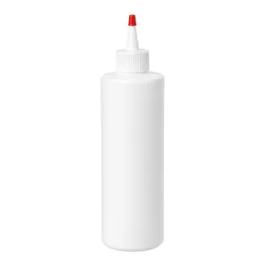 8 oz. White PVC Cylindrical Bottle with 24/410 Natural Yorker Dispensing Cap with Regular Red Tip