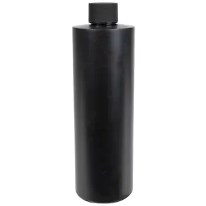 12 oz. Black HDPE Cylindrical Sample Bottle with 24/410 Black Ribbed Cap with F217 Liner