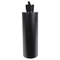12 oz. Black HDPE Cylindrical Sample Bottle with 24/410 Black Ribbed Flip-Top Dispensing Cap
