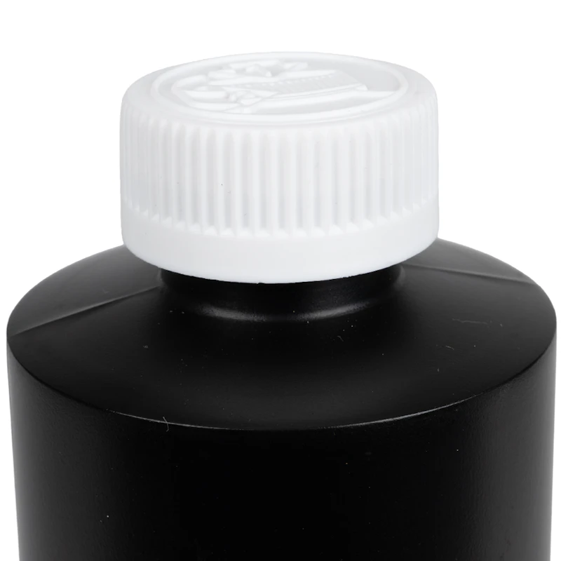 16 oz. Black HDPE Cylindrical Sample Bottle with 28/410 White Ribbed Polypropylene Child-Resistant Cap (CRC) with F217 Liner