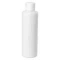 8 oz. White PVC Cylindrical Bottle with 24/410 White Ribbed Flip-Top Dispensing Cap