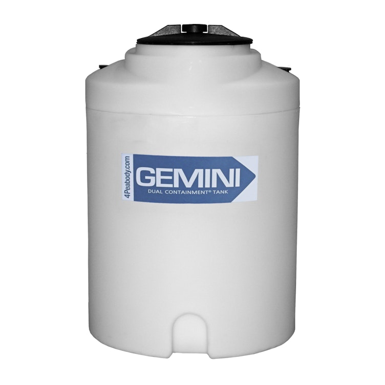 Gemini® 15 Gallon Natural LLDPE Dual Containment Tank (1.5 Specific Gravity) with Domed Top & 8" Twist Lid - 19-1/2" Dia. x 28-3/4" Hgt.