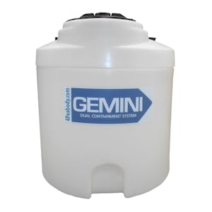 Gemini® 20 Gallon Natural XLPE Dual Containment Tank (1.9 Specific Gravity) with Domed Top & 8" Twist Lid - 22" Dia. x 26-3/4" Hgt.