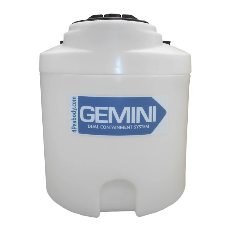 20 Gallon Natural LLDPE Cylindrical Gemini Dual Containment® Tank (1.5 Specific Gravity) with Domed Top & 8" Twist Lid - 22" Dia. x 26-3/4" Hgt.
