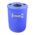 Gemini® 62 Gallon Blue LLDPE Dual Containment Tank (1.9 Specific Gravity) with Flat Top & 8" Twist Lid - 25-1/2" Dia. x 38" Hgt.