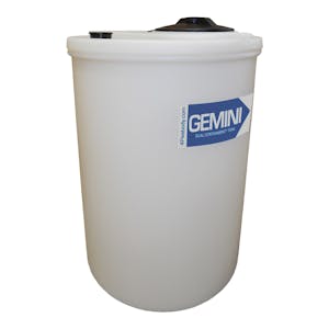 Gemini® 62 Gallon Natural LLDPE Dual Containment Tank (1.9 Specific Gravity) with Flat Top & 8" Twist Lid - 25-1/2" Dia. x 38" Hgt.