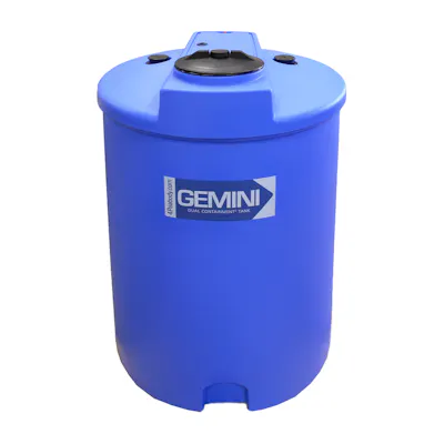 120 Gallon Blue LLDPE Cylindrical Gemini Dual Containment® Tank (1.9 Specific Gravity) with Domed Top & 8" Twist Lid - 33" Dia. x 47" Hgt.