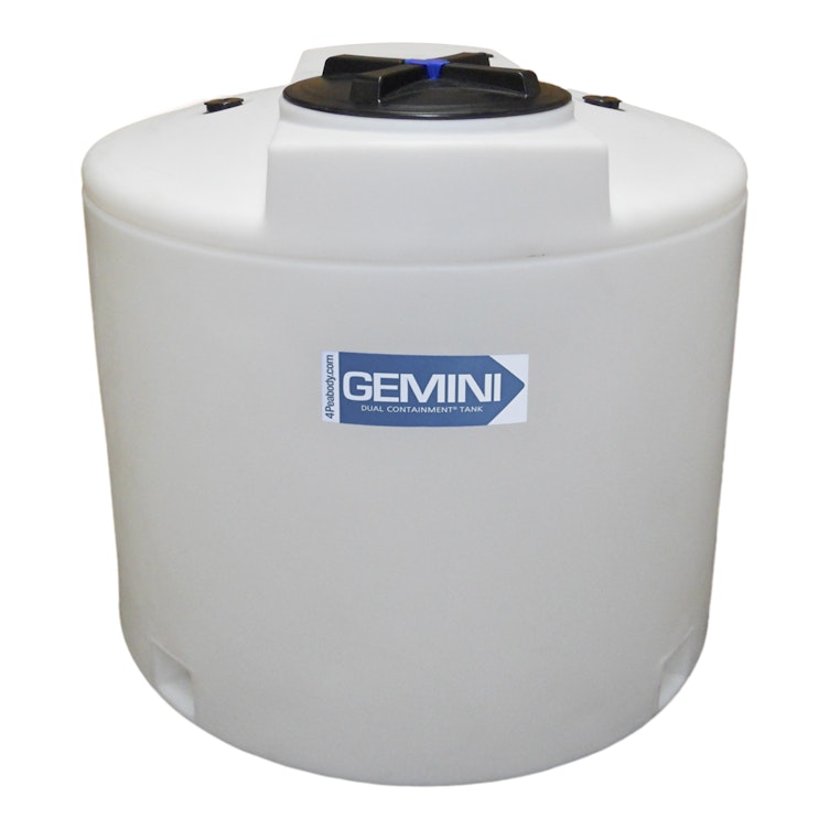 Gemini® 220 Gallon Natural LLDPE Dual Containment Tank (1.9 Specific Gravity) with Domed Top & 16" Twist Lid - 48" Dia. x 48" Hgt.