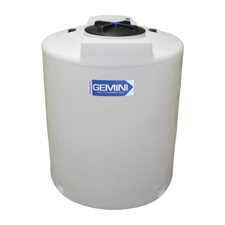 Gemini® 320 Gallon Natural LLDPE Dual Containment Tank (1.5 Specific Gravity) with Domed Top & 16" Twist Lid - 48" Dia. x 60-1/2" Hgt.