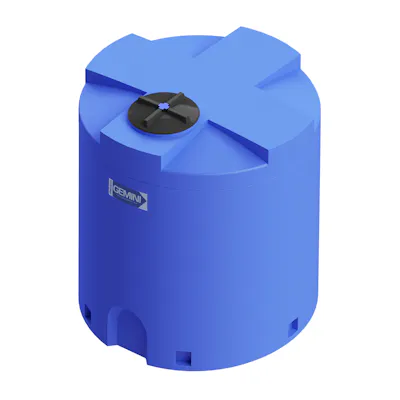 500 Gallon Blue LLDPE Cylindrical Gemini Dual Containment® Tank (1.9 Specific Gravity) with Domed Top & 16" Twist Lid - 61" Dia. x 66-1/2" Hgt.