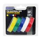 1/2" W x 6.67 Yd. L x 7 mil Thick Assorted Color Vinyl Electrical Tape - Package of 5