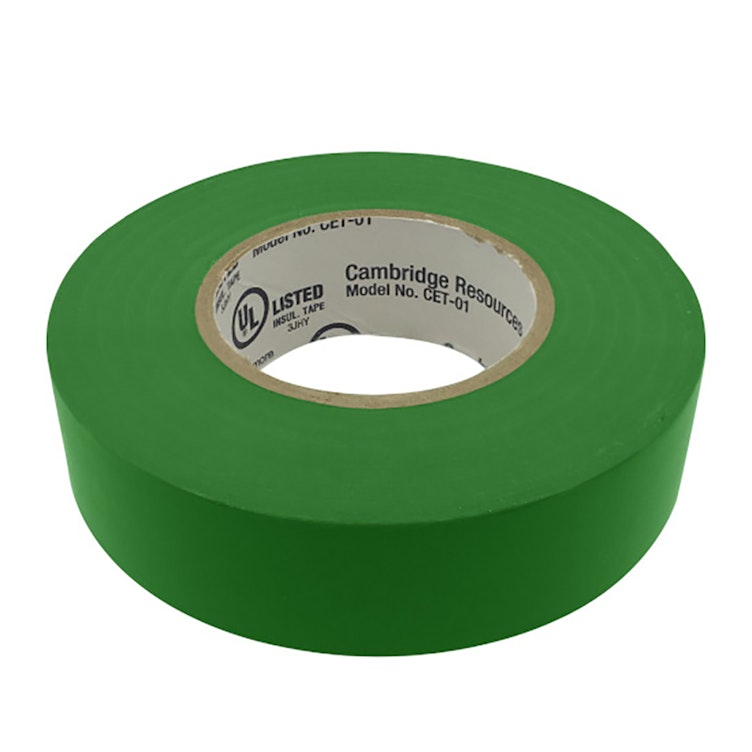 3/4" W x 22 Yd. L x 7 mil Thick Green Vinyl Electrical Tape  - Package of 6