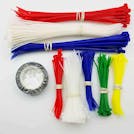 4" & 8" Assorted Color Cable Tie Assortment Kit with Electrical Tape - Package of 300