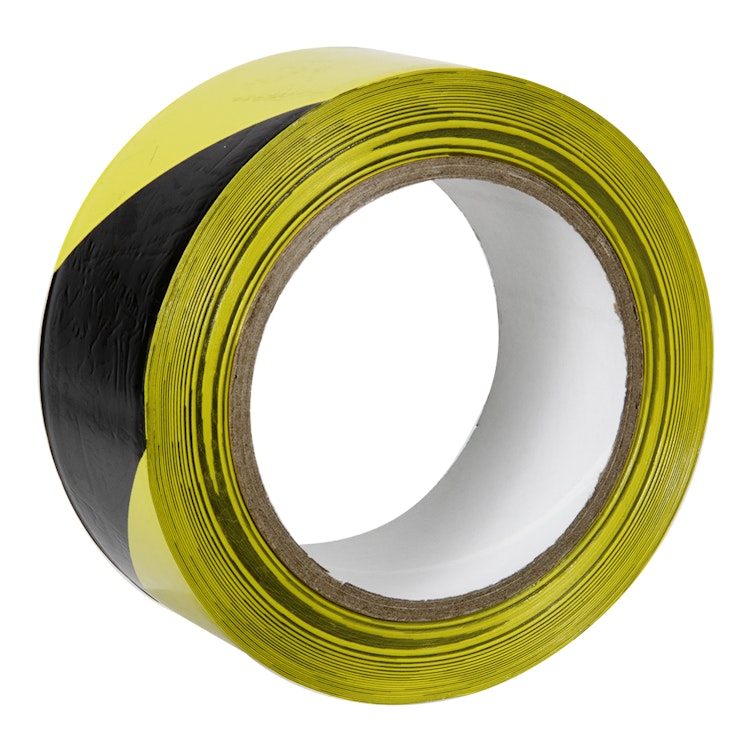 2" W x 36 yd. L x 6 mil Thick Black & Yellow Striped PVC Hazard Tape