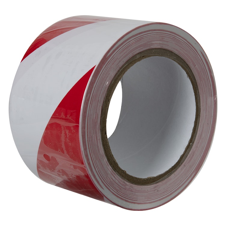3" W x 36 yd. L x 6 mil Thick Red & White Striped PVC Hazard Tape